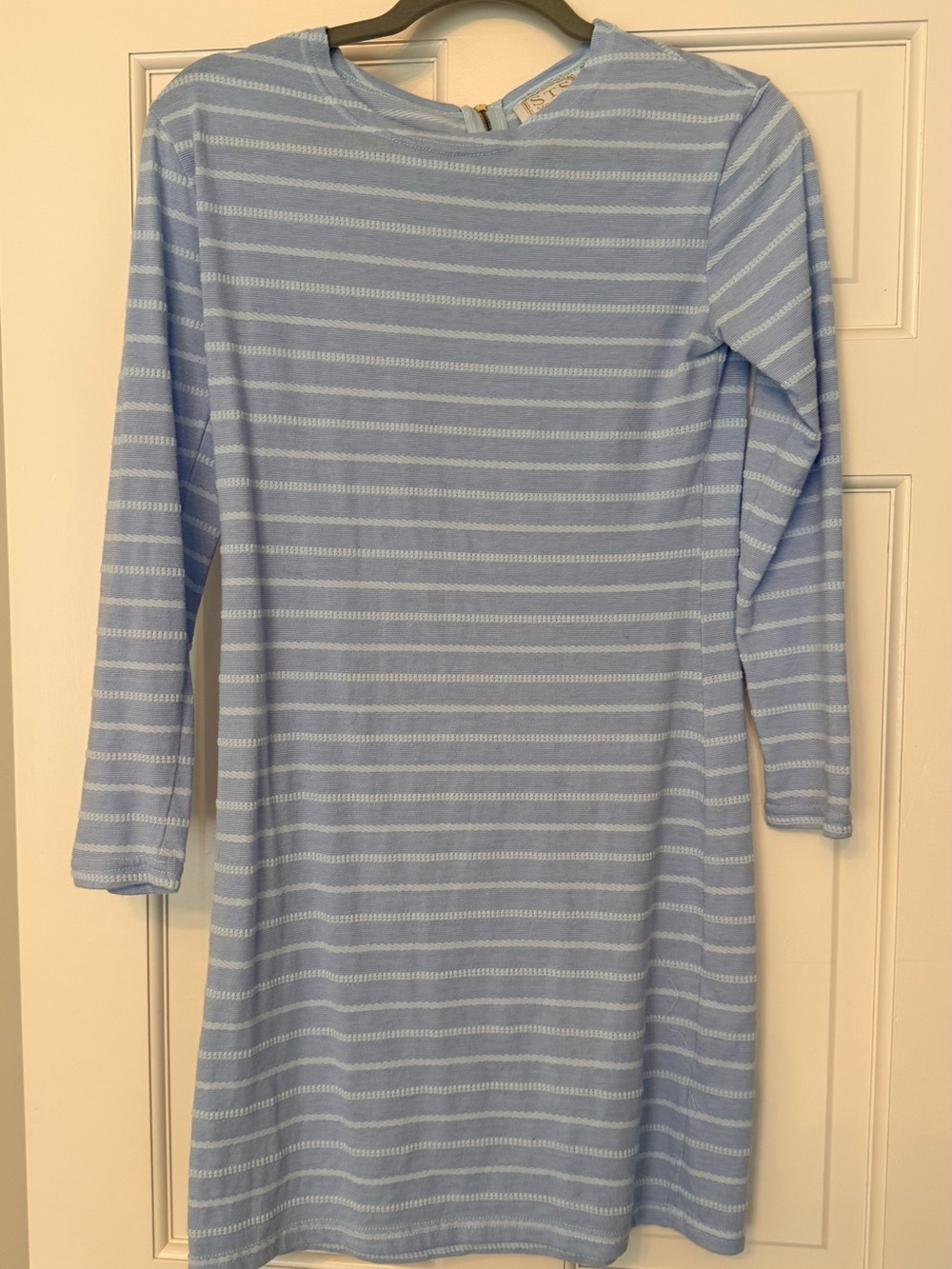 Sail to Sable Light Blue and White Striped Shift Dress